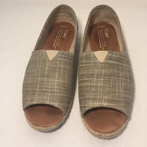 Toms Tan Alpargata Open Toe Espadrilles 7.5W